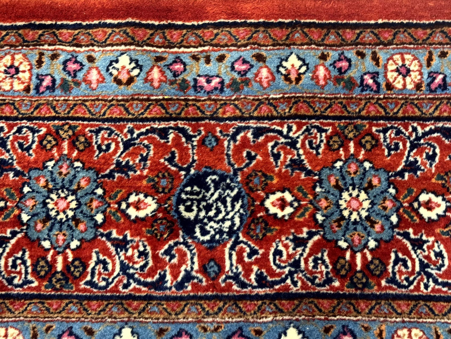 USED Wonderful Persian Qum Rug 10x13, Panel Design, Fine 260 KPSI, Signed, Red Multicolor