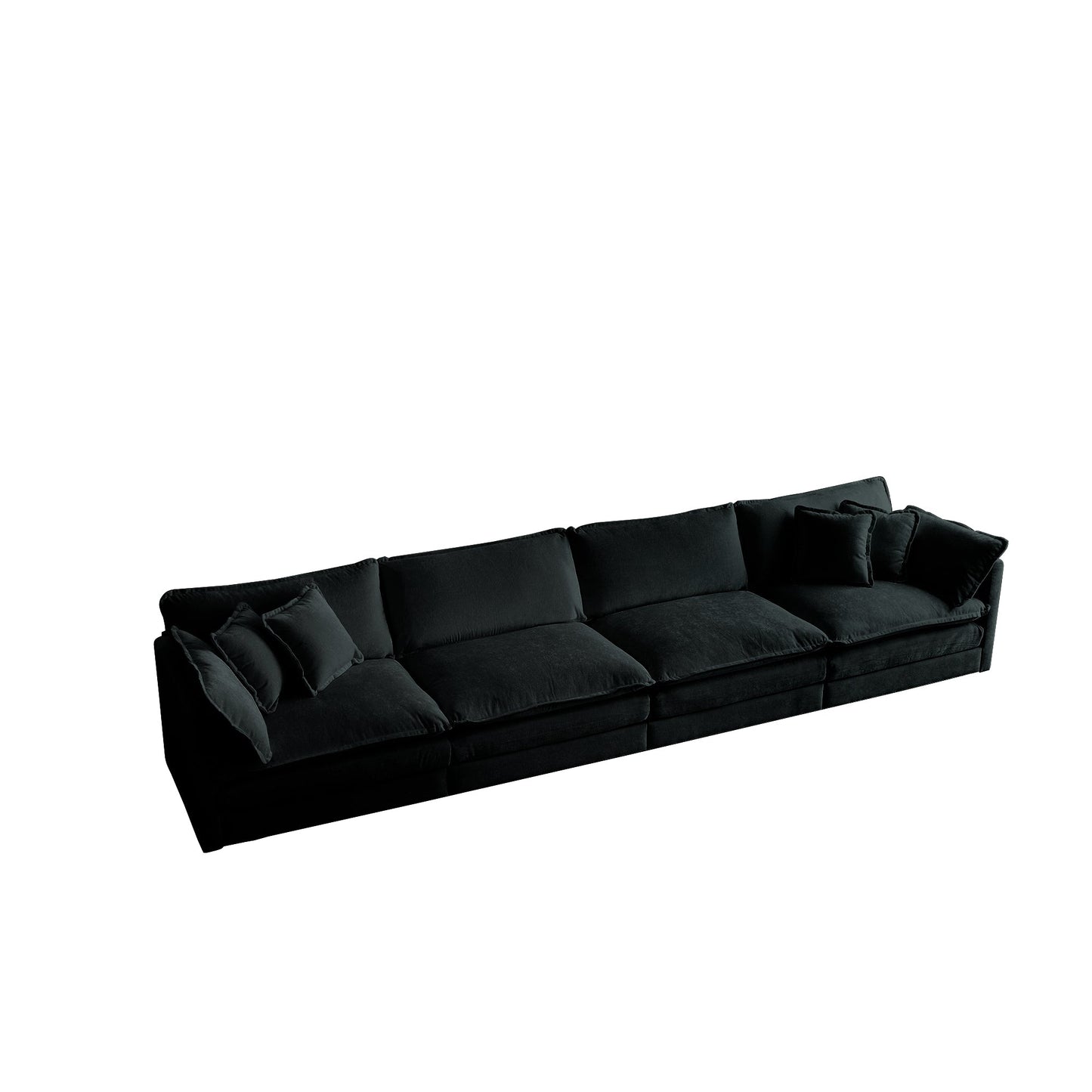 NEW Black Chenille Comfy Chenille Fabric Modular 4 Seater Sectional Sofa Couch