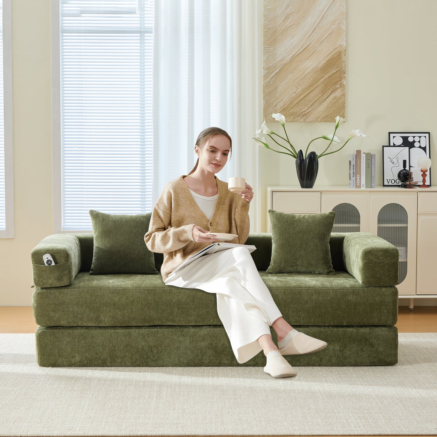 NEW United Memory Foam Convertible Folding Couch Sofa Bed with Pillows