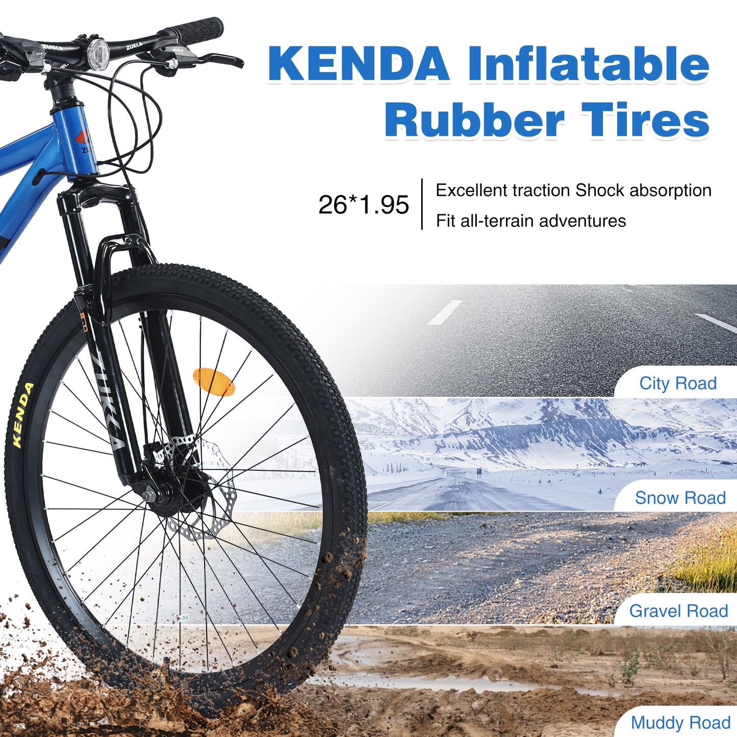 NEW Mountain Bike for Men and Women 26 inch 24 Speed Suspension Fork KENDA Tires