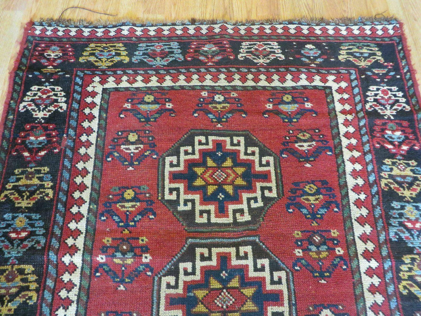 USED 3' 3" X 10' Hand-Knotted Antique Handmade Caucasian Kazak Wool Runner Rug