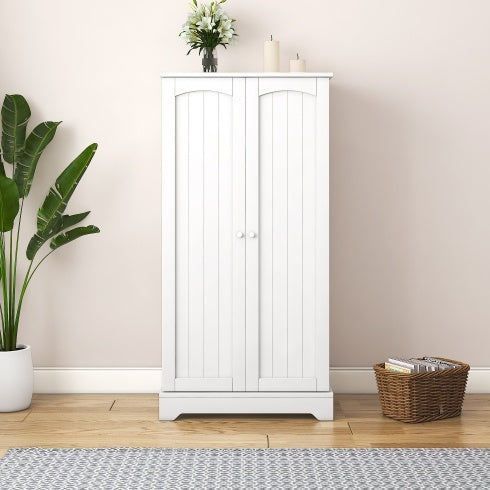 NEW Kitchen Storage Cabinet with Adjustable Shelves, Racks and Doors, Freestanding Kitchen Hutch Cupboard, Buffet Sideboard for Living Room or Dining Room, White