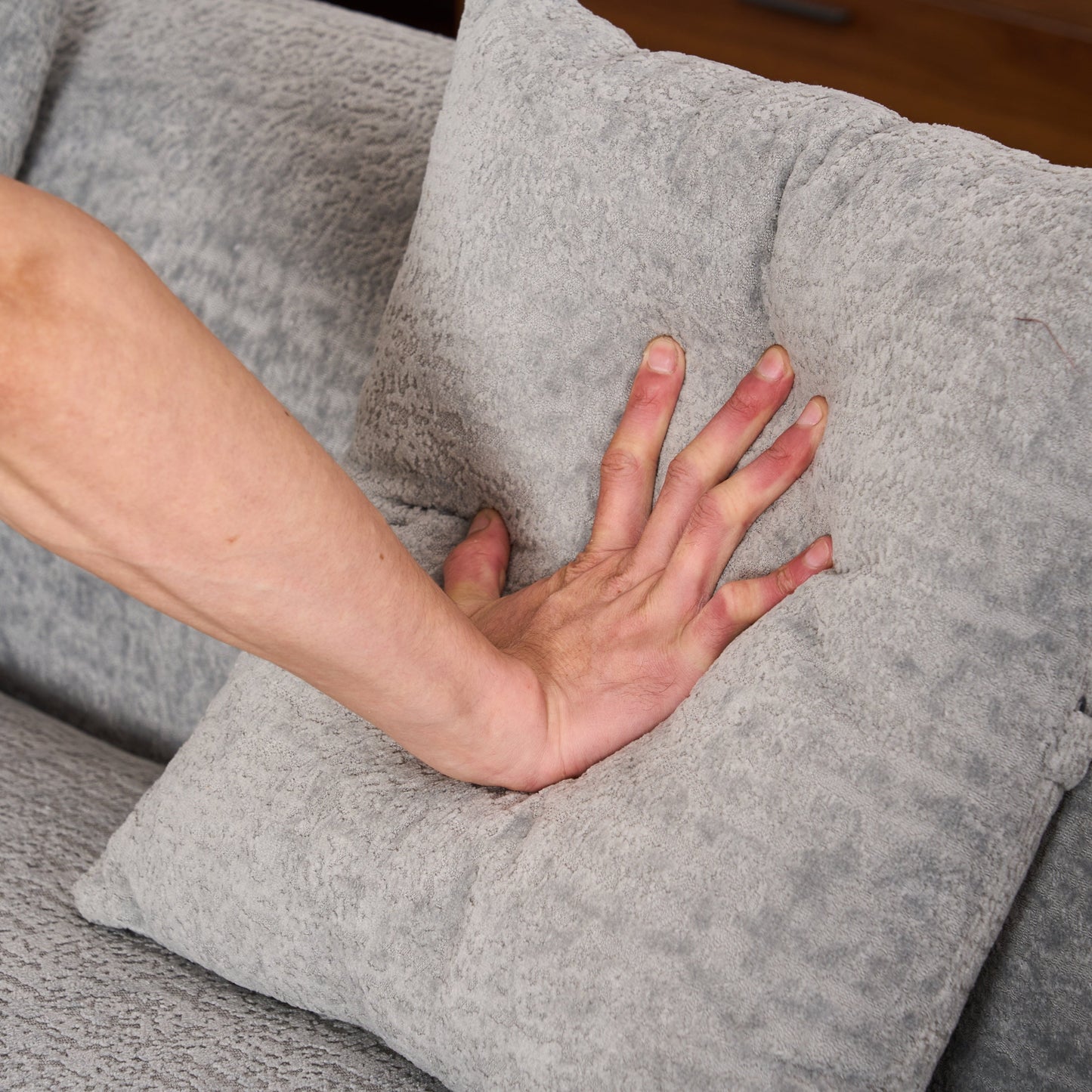 NEW Boneless Minimalist Curved Chaise Grey Chenille Compression Modular L-Shape Sectional Sofa Sleeper Couch with 30D High-Density Foam