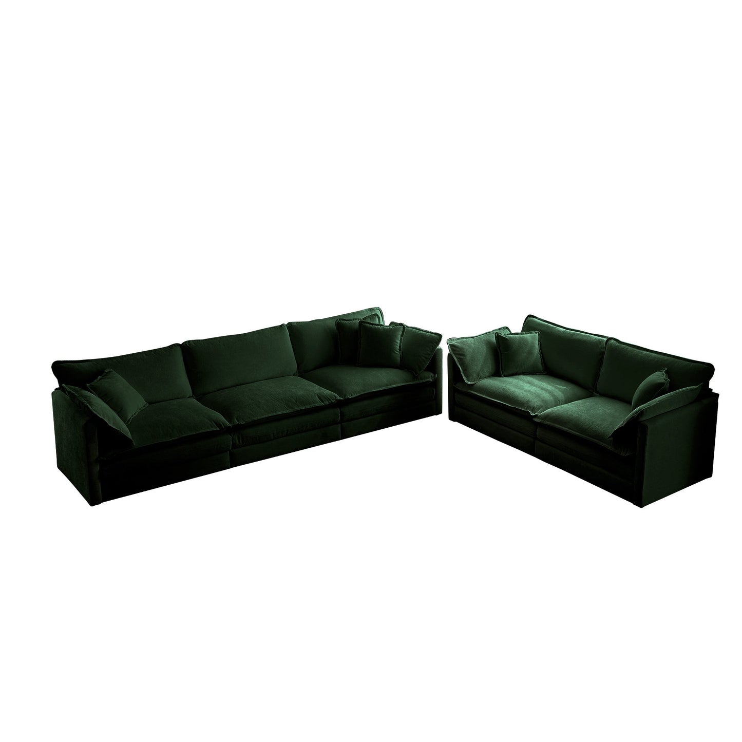 NEW Sofa Set of 2 Chenille Couch, 2+3 Seater Sofa Set Deep Seat Sofa, Modern Sofa Set for Living Room, Green Chenille