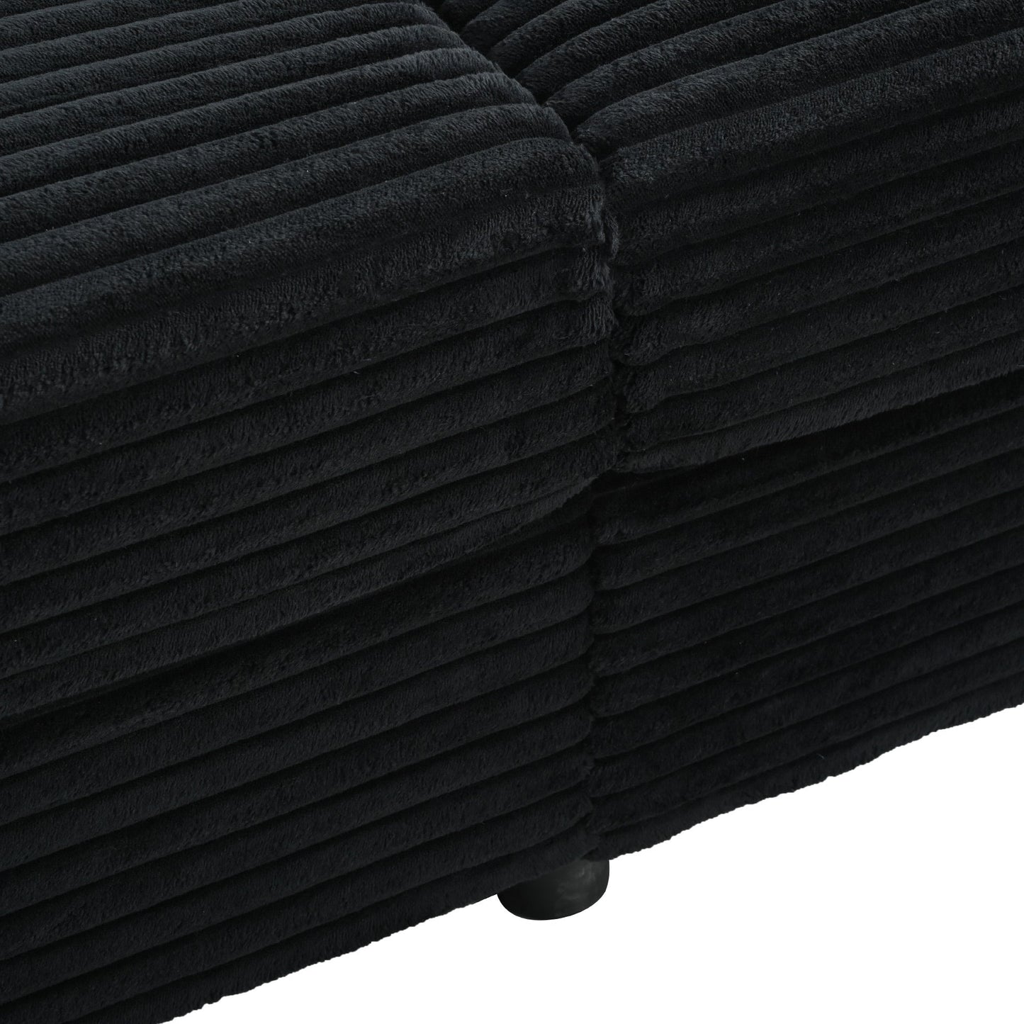 NEW Black Corduroy Oversized Loveseat Chaise Lounge Sectional Sofa Bed with USB Ports Cup Holders and Pillows
