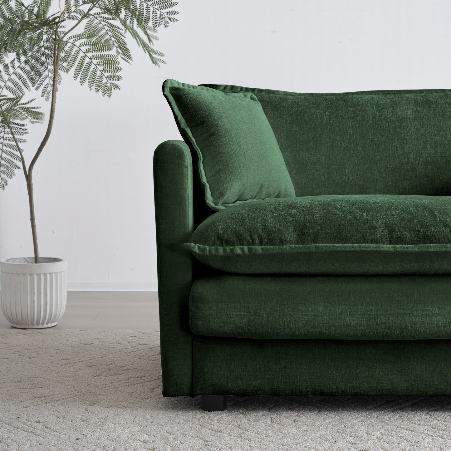 NEW Green 3 Piece Set Chenille Modern  Extra Deep Loveseat