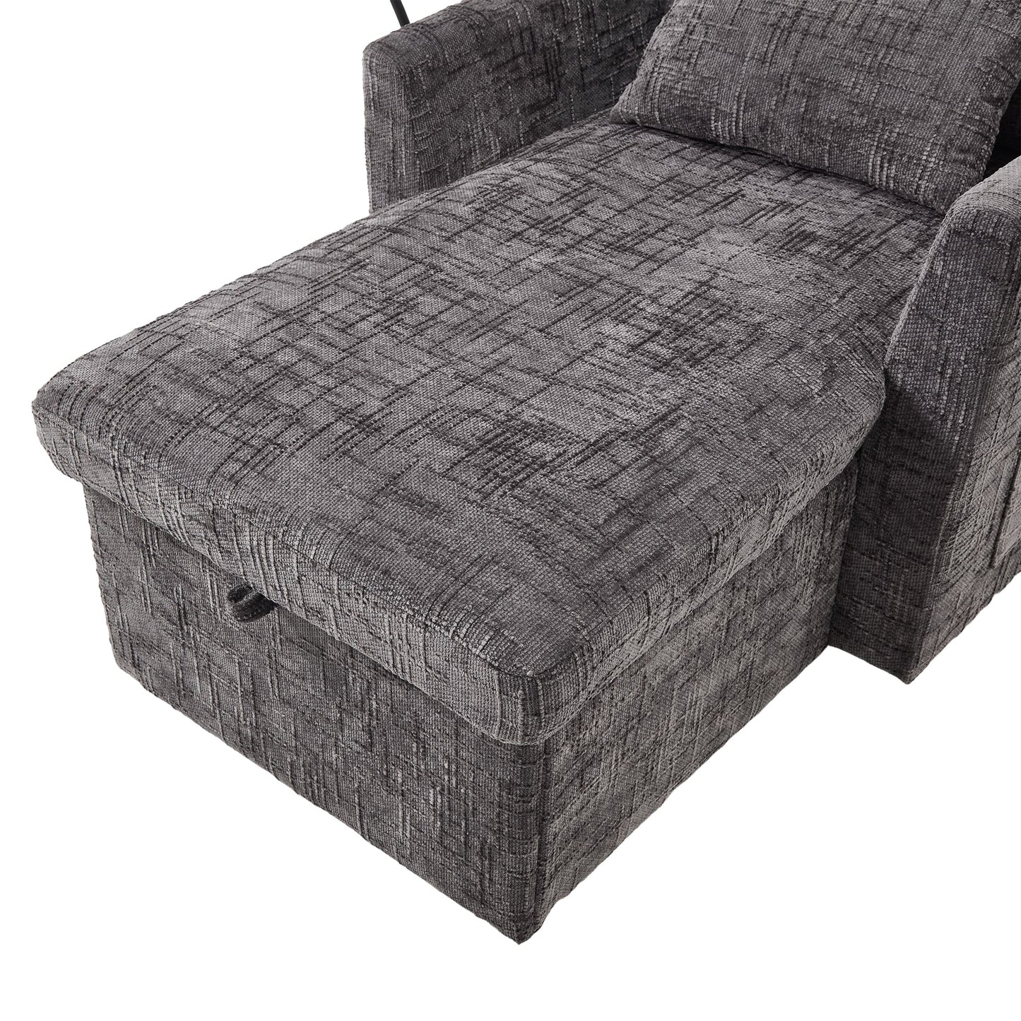 NEW Multifunctional Recliner with Storage Backrest and Cell Phone Bracket in Gray Chenille for Living Room and Bedroom