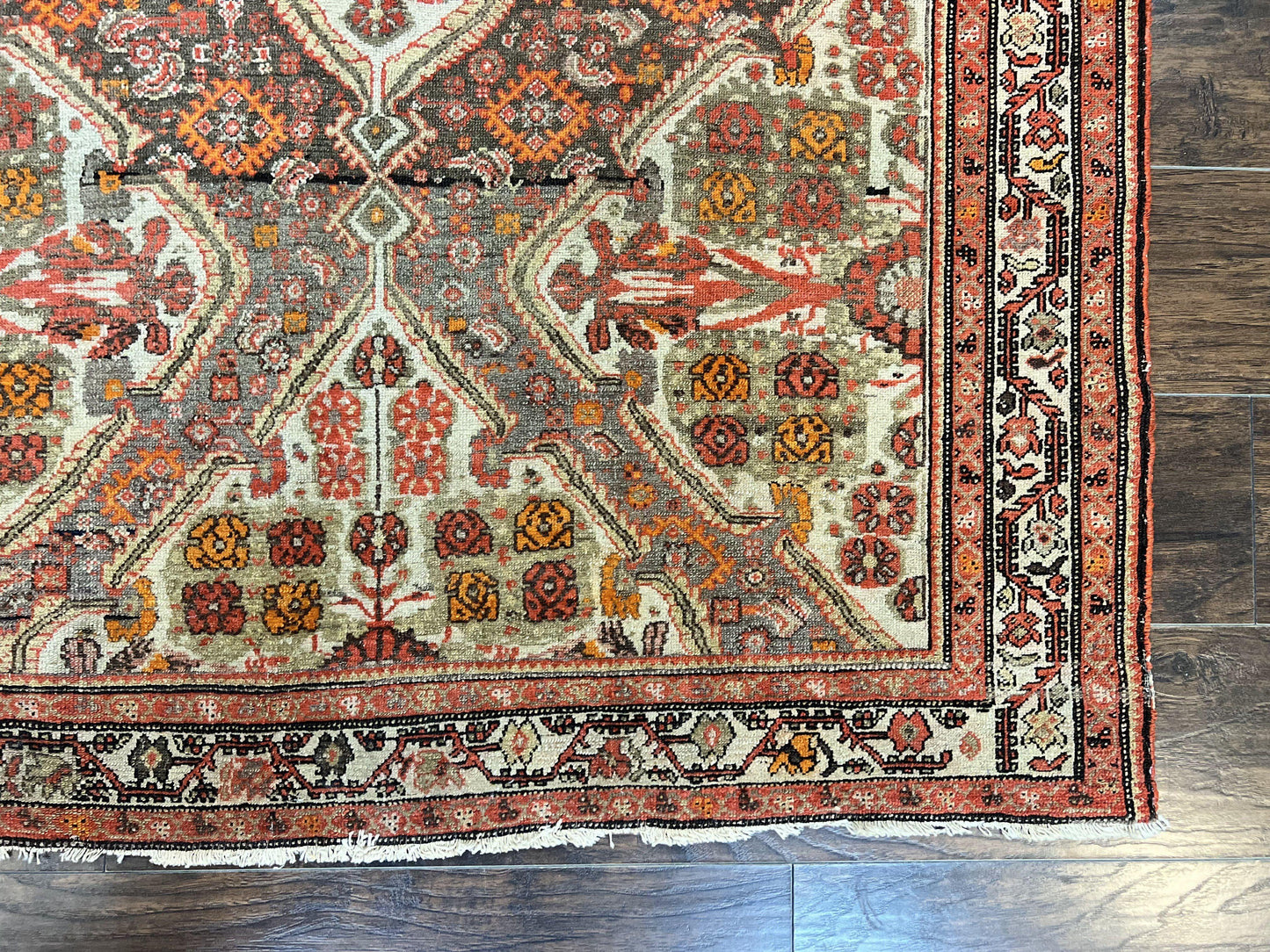 USED Wonderful Antique Persian Malayer Rug 4x6, Wool Hand Knotted Authentic Oriental Carpet, Very Fine