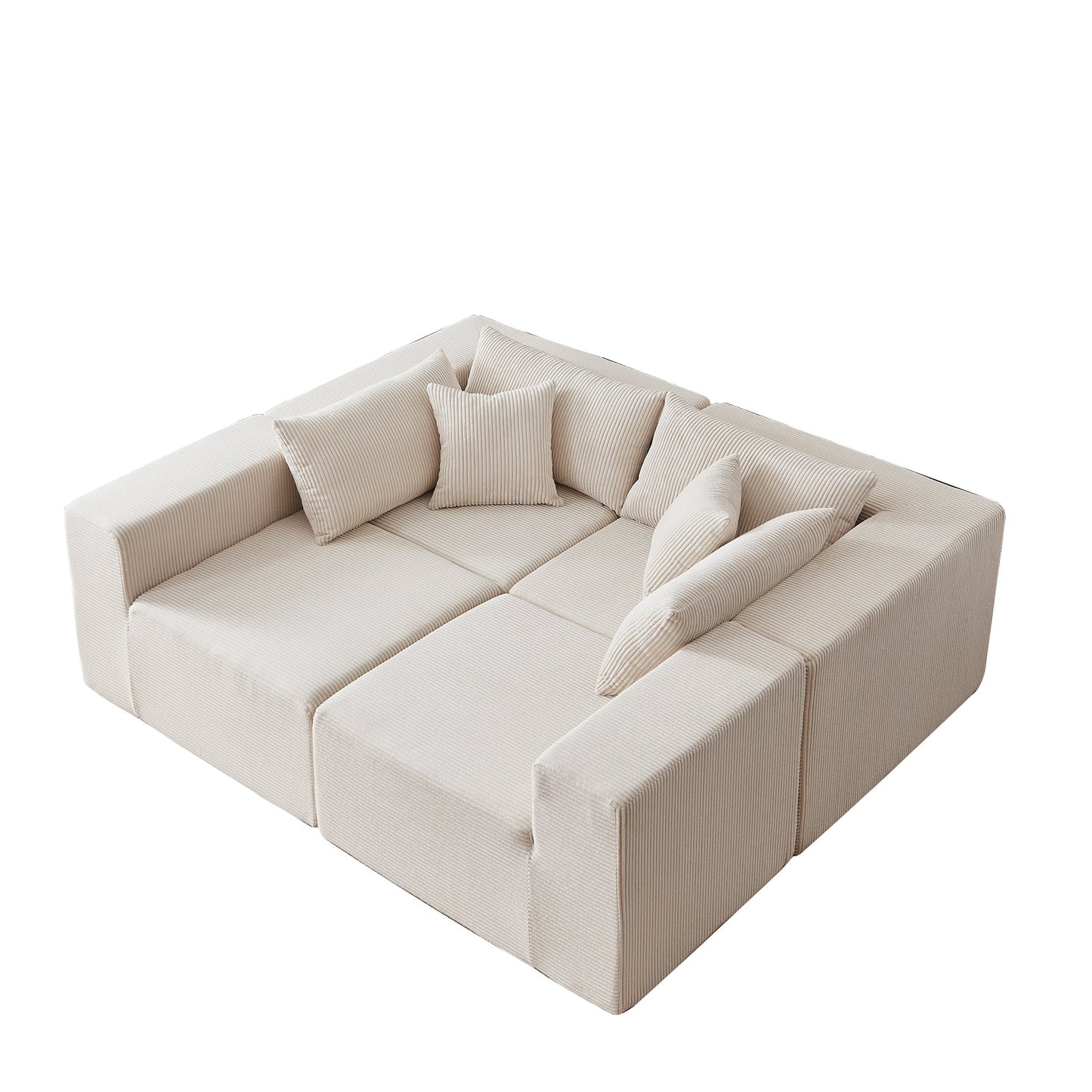 NEW Corduroy Modular L Shaped Sectional Luxury Upholstered Foam-Filled Compressed Sofa Couch Set