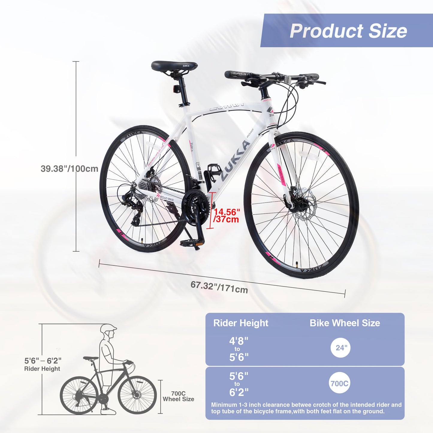 NEW 24" Speed Hybrid bike Disc Brake 700C Road Bike For men women's City Bicycle