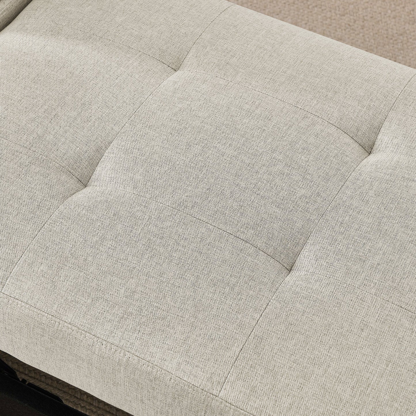 NEW Modern Beige Linen Fabric Convertible Sleeper Sofa Chair Adjustable Backrest Recliner with Pullout Sofa Bed and Wheels