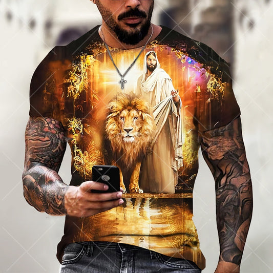 New 3D Printed Jesus Pattern Breathable Quick-drying T-shirt