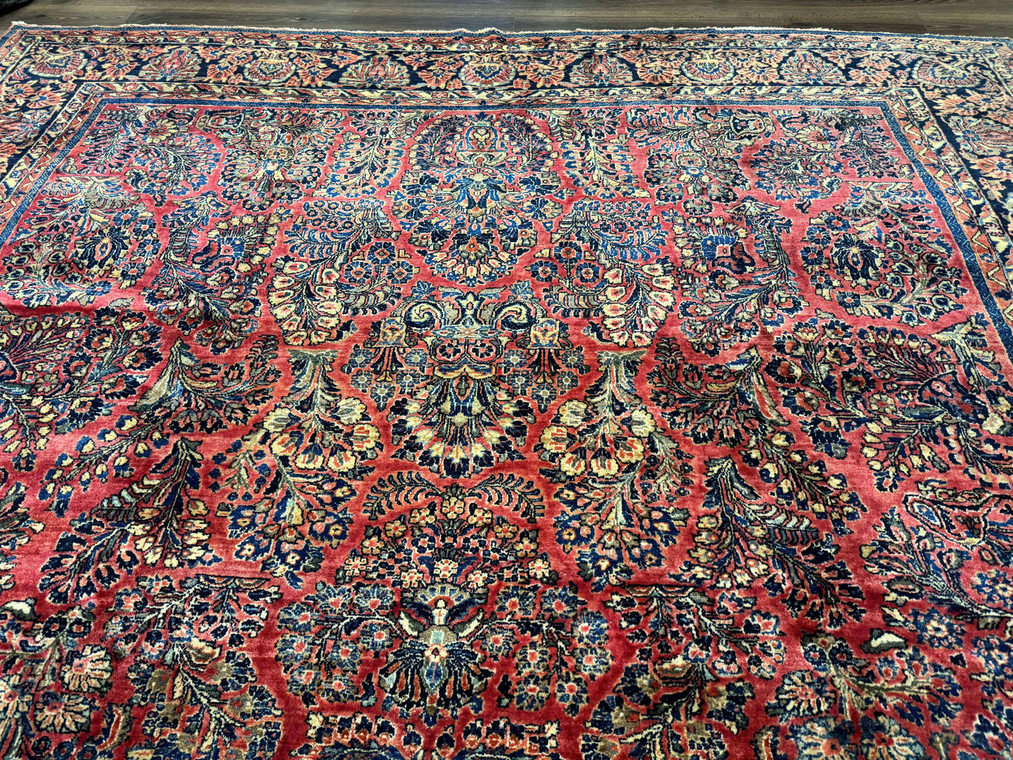 USED Palace Size Persian Sarouk Rug 10x16, Rare Size, Red, Large Antique Persian Carpet