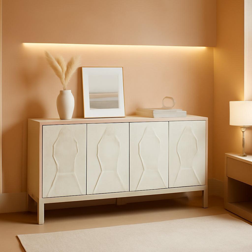 NEW Mid Century Sideboard Buffet Cabinet 60 Inch White