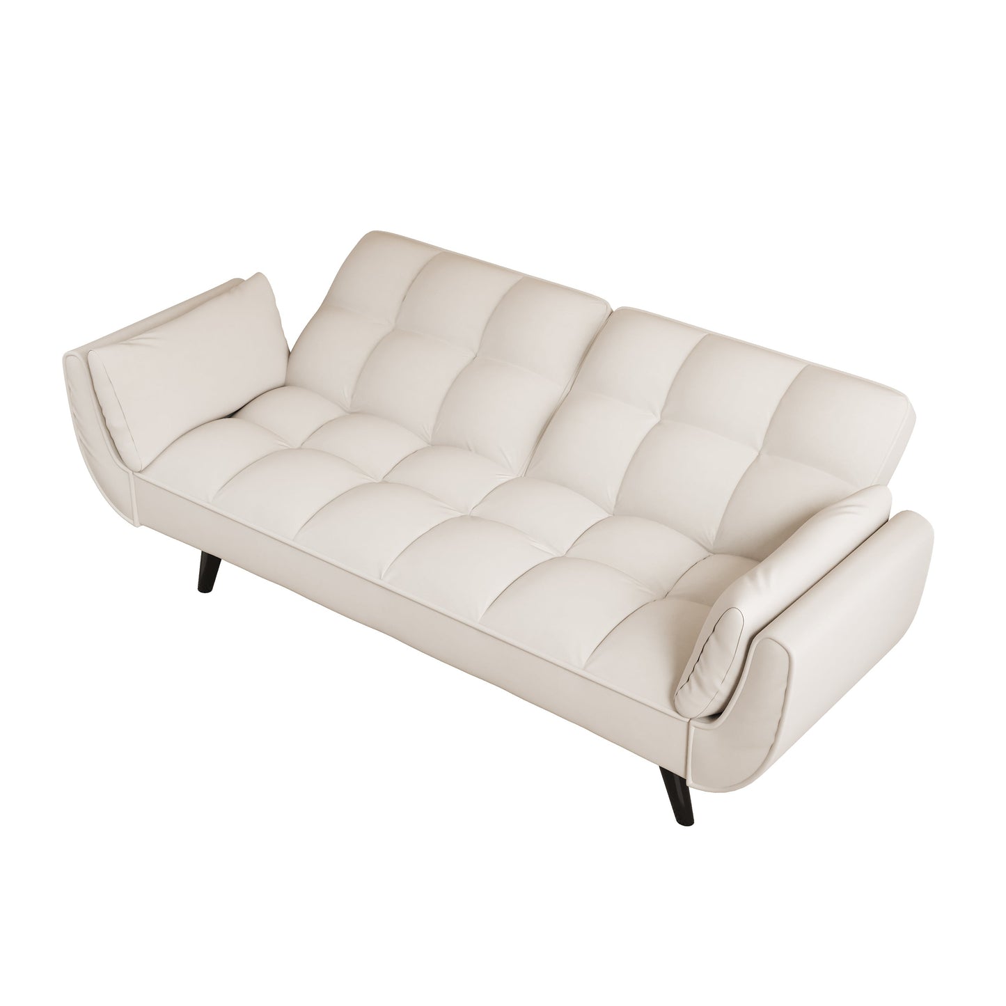 NEW 57" Beige Velvet Sofa with Two Armrests and Cushioned Seat for Small Spaces