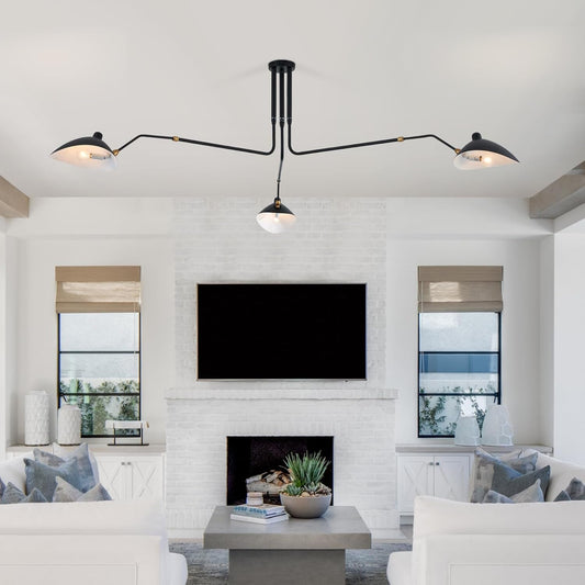 NEW Matt Black Three Arm Adjustable Pendant Light Chandelier