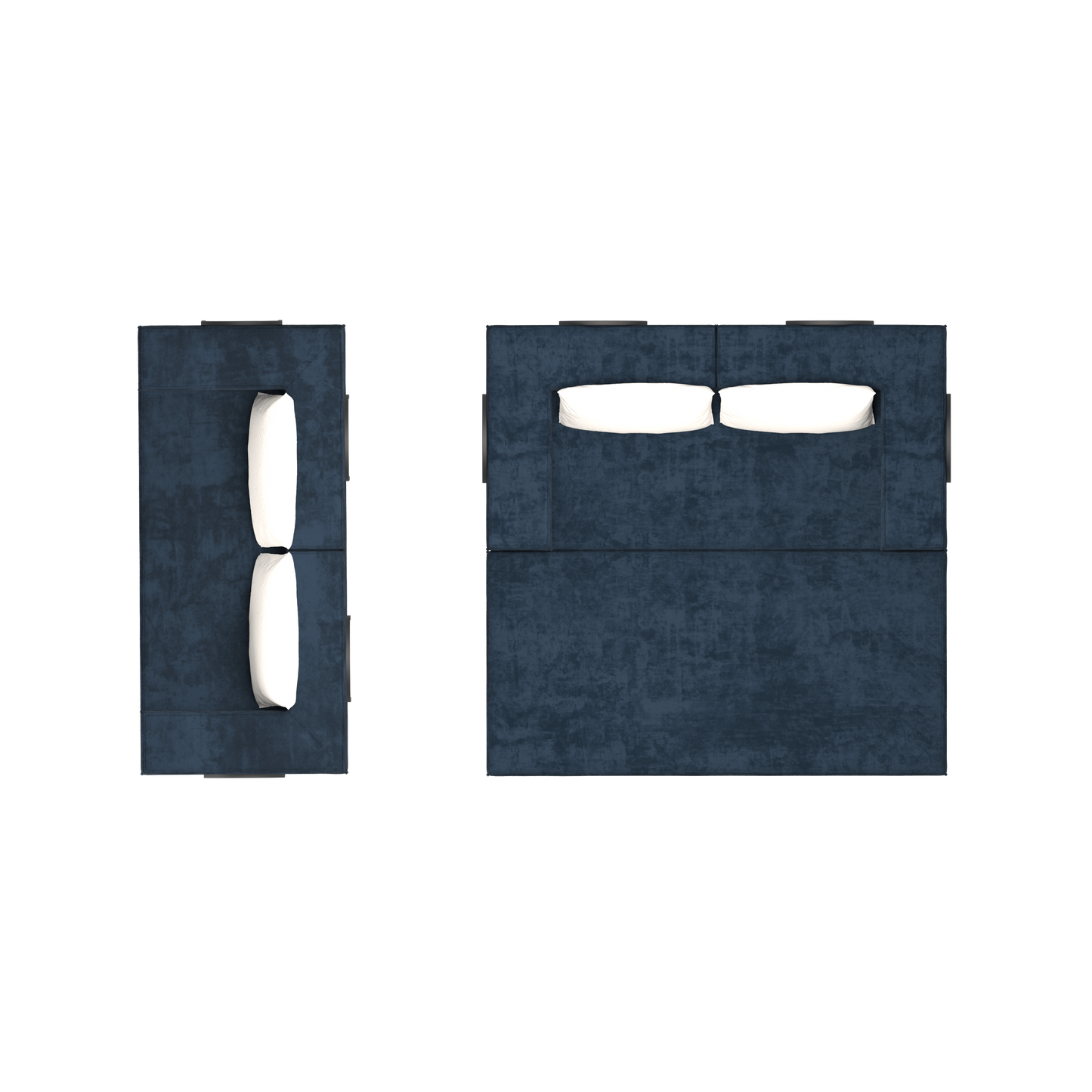 NEW 80' Convertible Couch Bed with 2 Pillows, 3-Seat Folding Floor Couch & King Size Bed Mattress, DIY Combination,Chenille,Blue