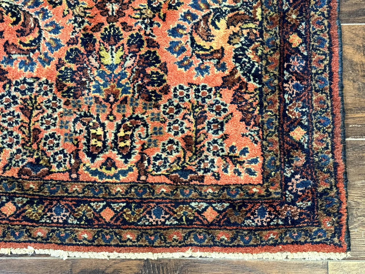 USED Antique Persian Lilihan Rug 2x4, Red, Floral, Wool, Handmade Lilian Persian Carpet