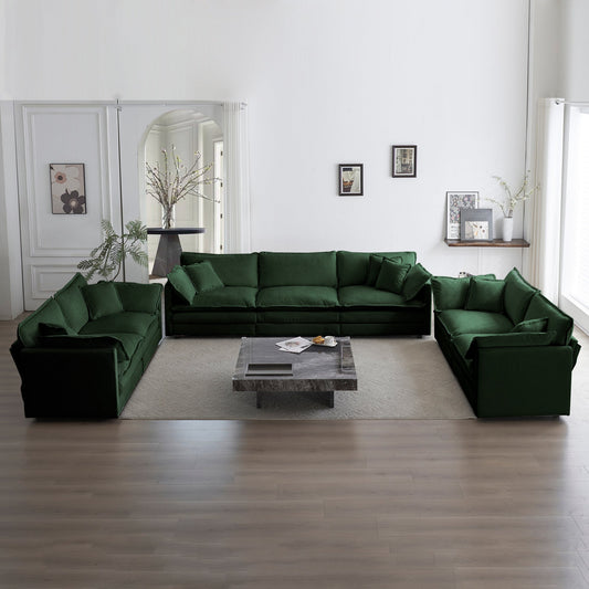 NEW 3 Piece Sofa Set Oversized Sofa Comfy Sofa Couch, 2 Pieces of 2 Seater and 1 Piece of 3 Seater Sofa  for Living Room, Deep Seat Sofa Green Chenille