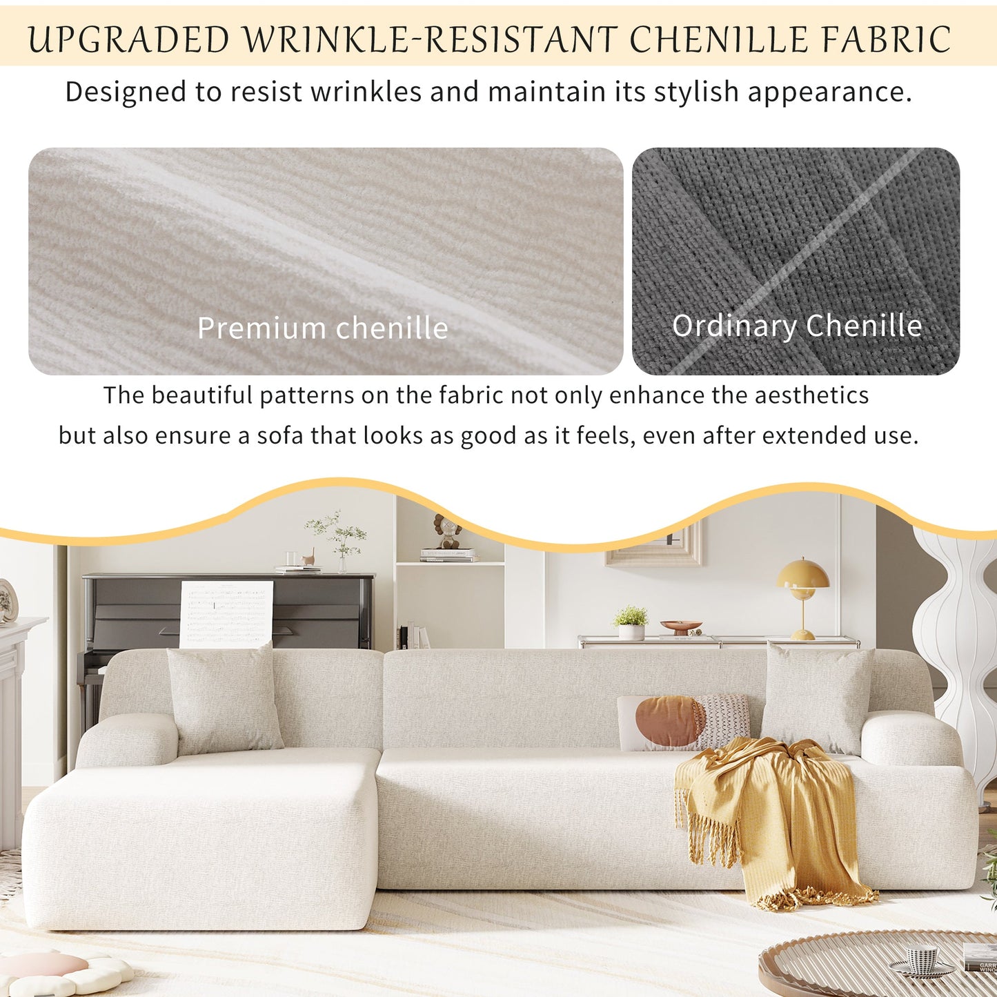 NEW 2 Piece Free Combination U_Style Modern Large L-Shape Modular Sectional Sofa