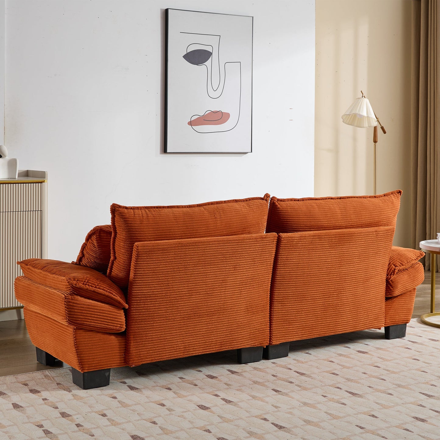 NEW Corduroy Sofa Sleeper Couch Loveseat Sofa with Pillows Comfy Upholstered Deep Seat Sofa for Bedroom,Living Room,Apartment,Office,Dorm-Orange Corduroy