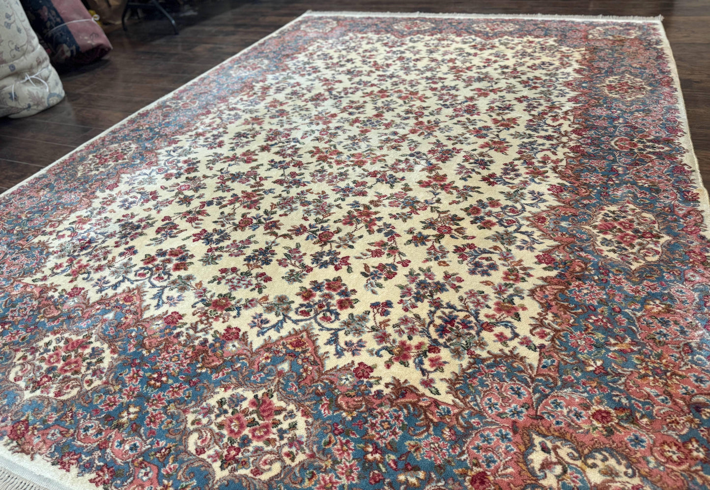 USED Karastan Rug 8.8 x 12 Ivory Kirman #788, Original 700 Series, Wool Karastan Carpet, Karastan Area Rug, Vintage Karastan, Living Room Rug