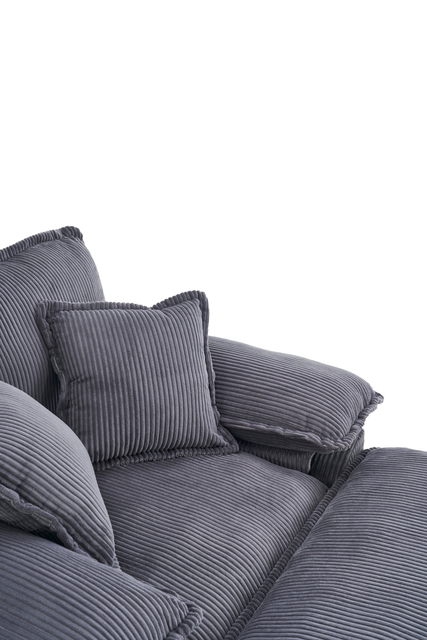 NEW 56.3 Inch Corduroy Single Comfy Deep Seat Couch Sofa with 2 Toss Pillows and Ottoman