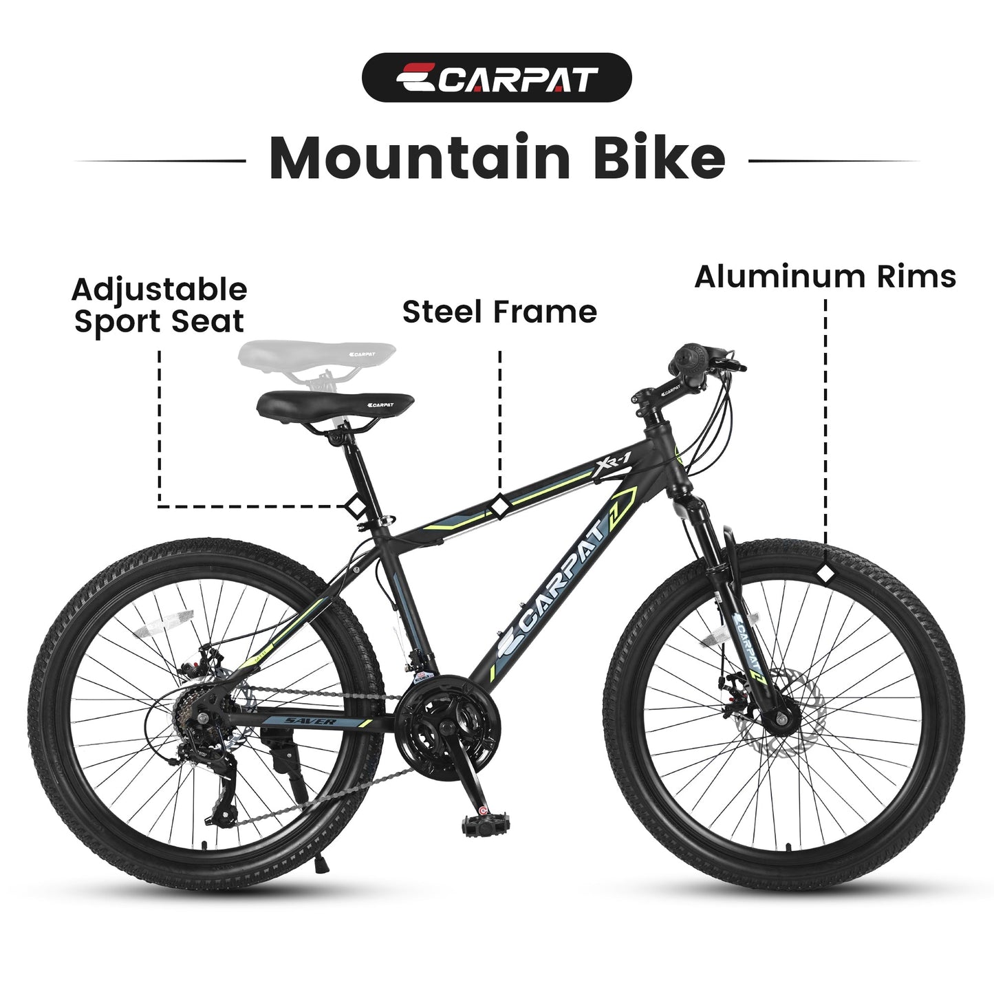 NEW S24102  24 Inch Mountain Bike Boys Girls, Steel  Frame, Shimano 21 Speed Mountain Bicycle with Daul Disc Brakes and Front Suspension MTB