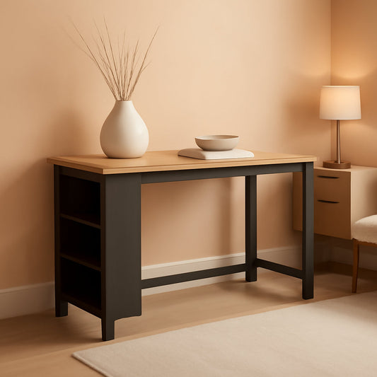 NEW Counter Height Dining Table With 3 Shelves Trestle Base