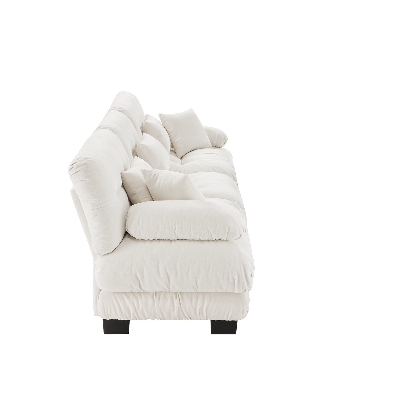 NEW Chenille Soft Comfy White Upholstered 3-Seater Sectional Sofa Modular Deep Seat Sofa Couch