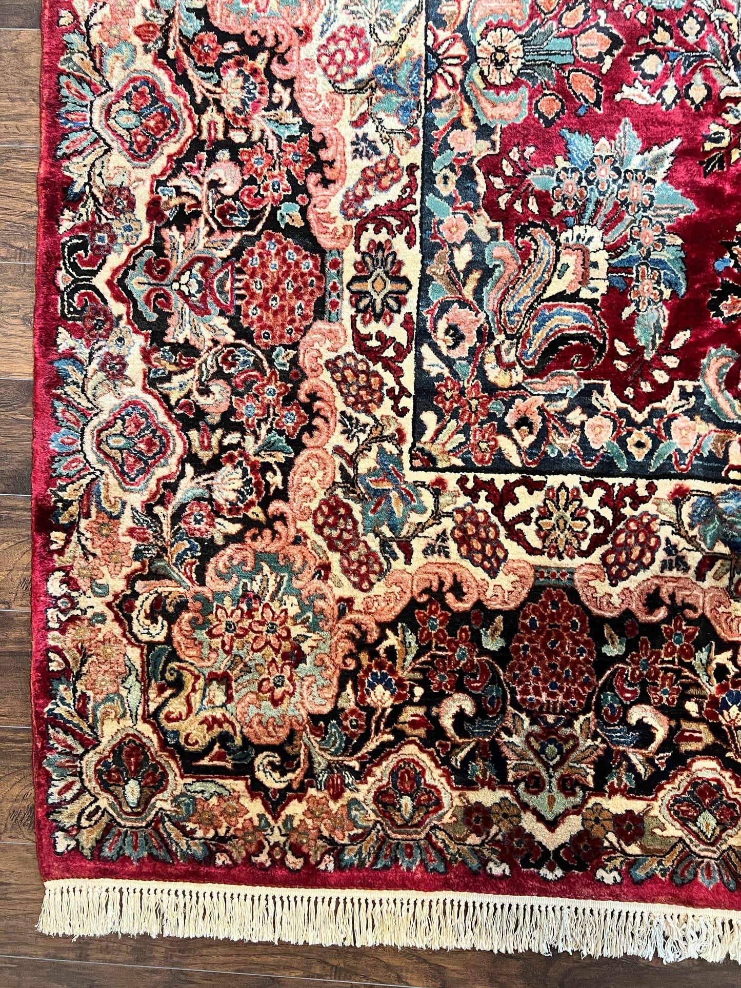 USED Persian Sarouk Rug 12x17, Wool Hand Knotted Antique Carpet, Dark Red, Traditional Floral Oriental Rug, 12 x 17 Extra Large Handmade Rug