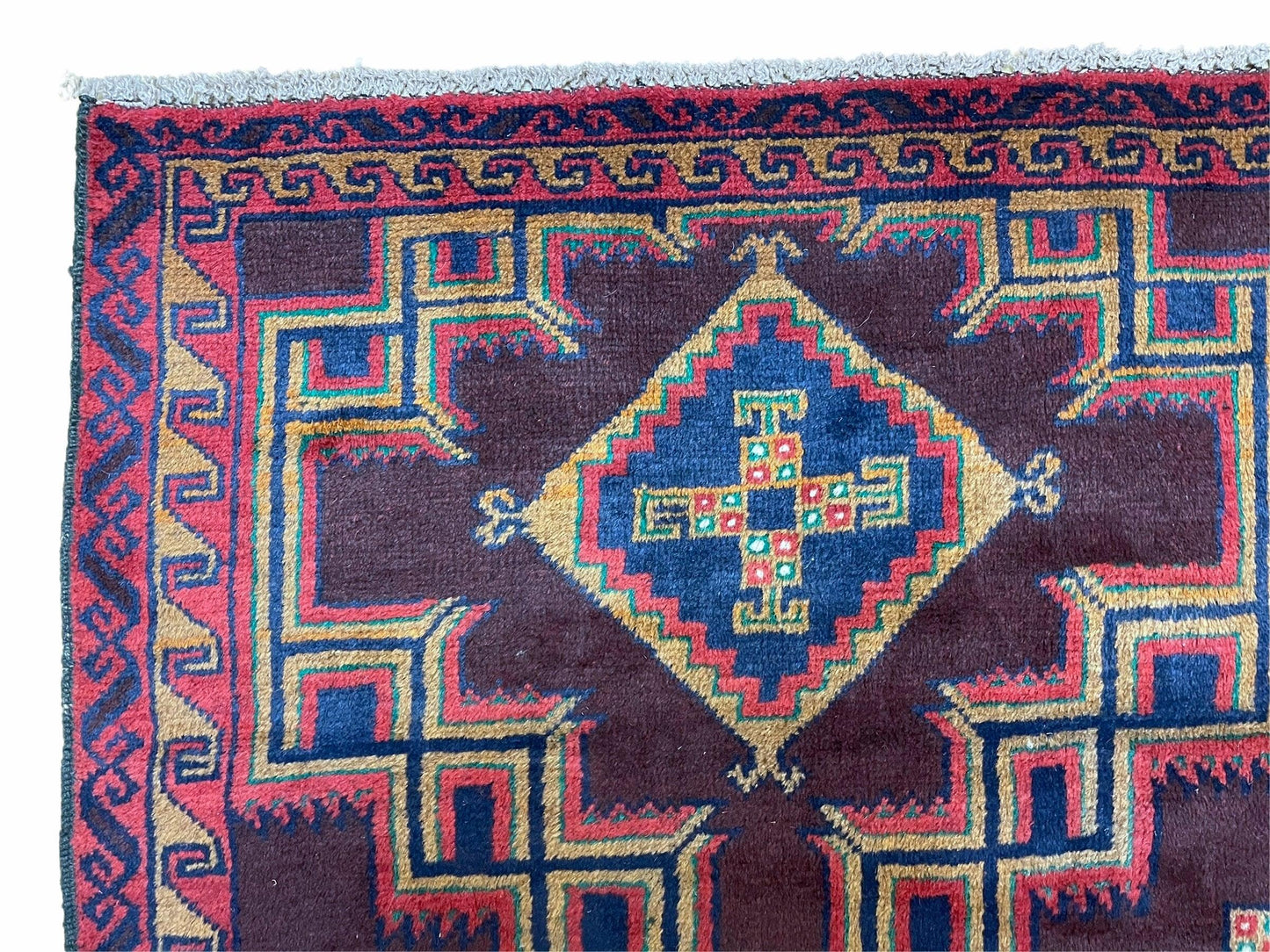 USED 2'11" X 4'6" Vintage Handmade Tribal Wool Rug Balouchi Rug Afghan Rug Geometric