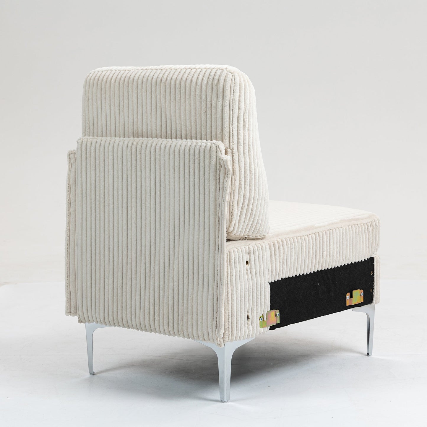 NEW Modular Beige Sectional Sofa Armless Seat Module  Corduroy Single Couch with Back Cushion