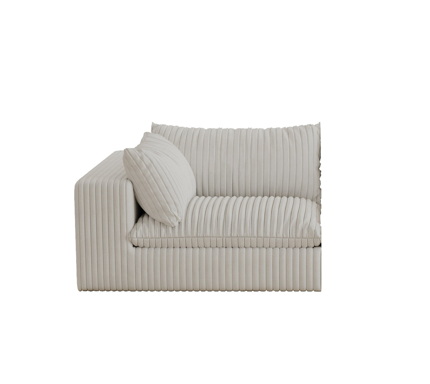 NEW Cloud White Corduroy Fabric Deep Seat Double-layer Design Sofa Couch with Removable Cushions