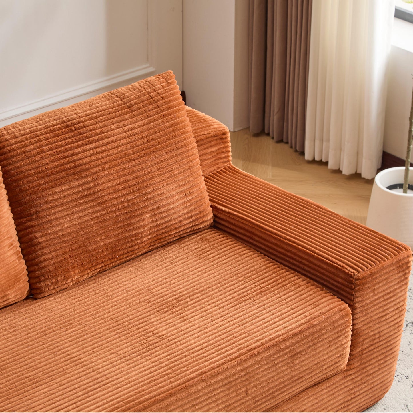 NEW Loveseat Sofa, Comfortable Deep Seat Sofa Bed, Modern Small Corduroy Couch for Living Room Bedroom,Reversible Cushion with Pillows,No Assembly Required,Orange