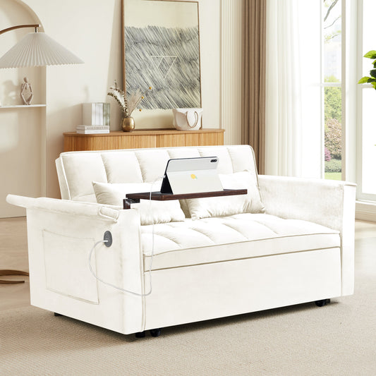 New 3-in-1 Contemporary Foldable Modern Velvet Double Sofa Bed with adjustable Back