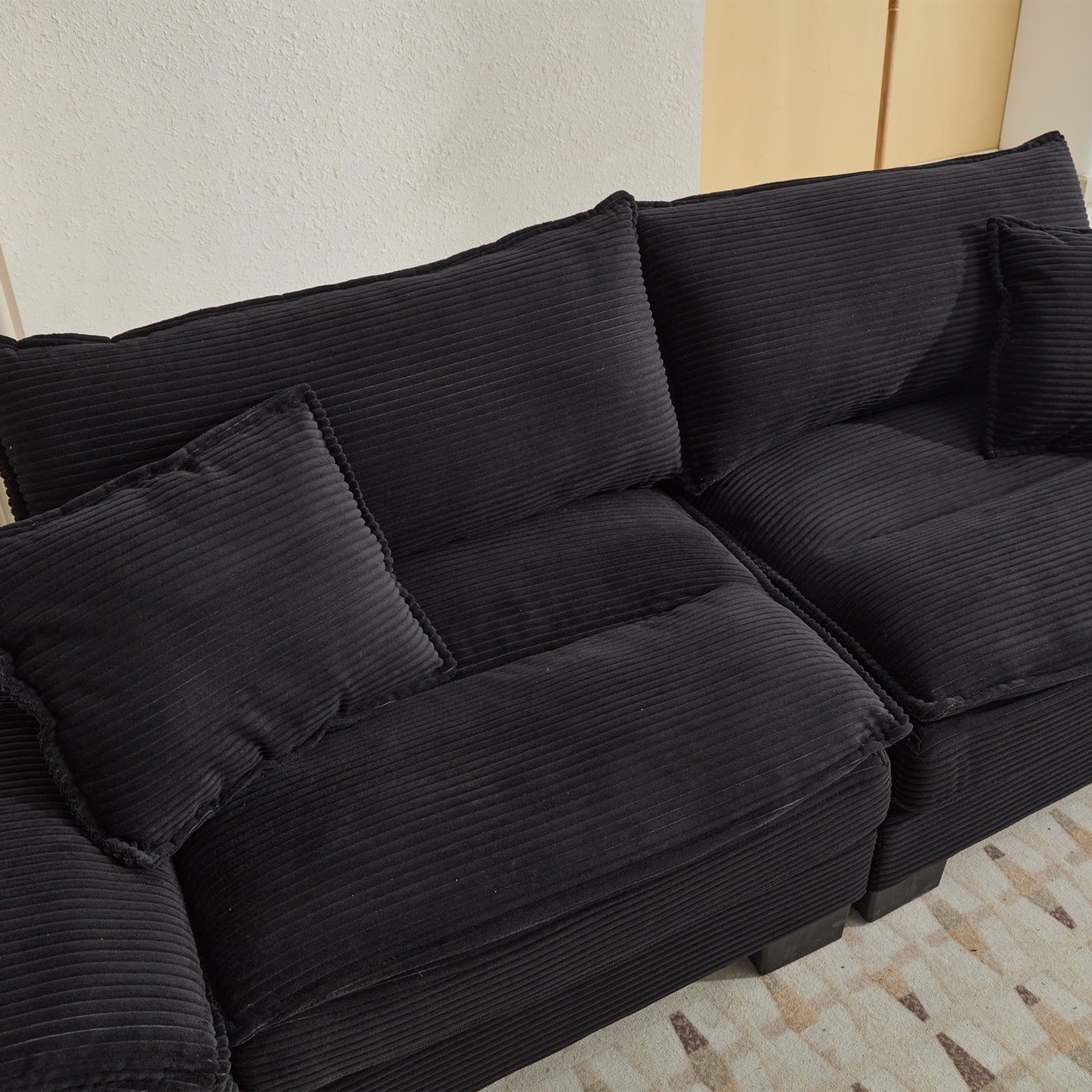 NEW Black Corduroy Sofa Sleeper Couch Loveseat Comfy Upholstered Deep Seat Sofa