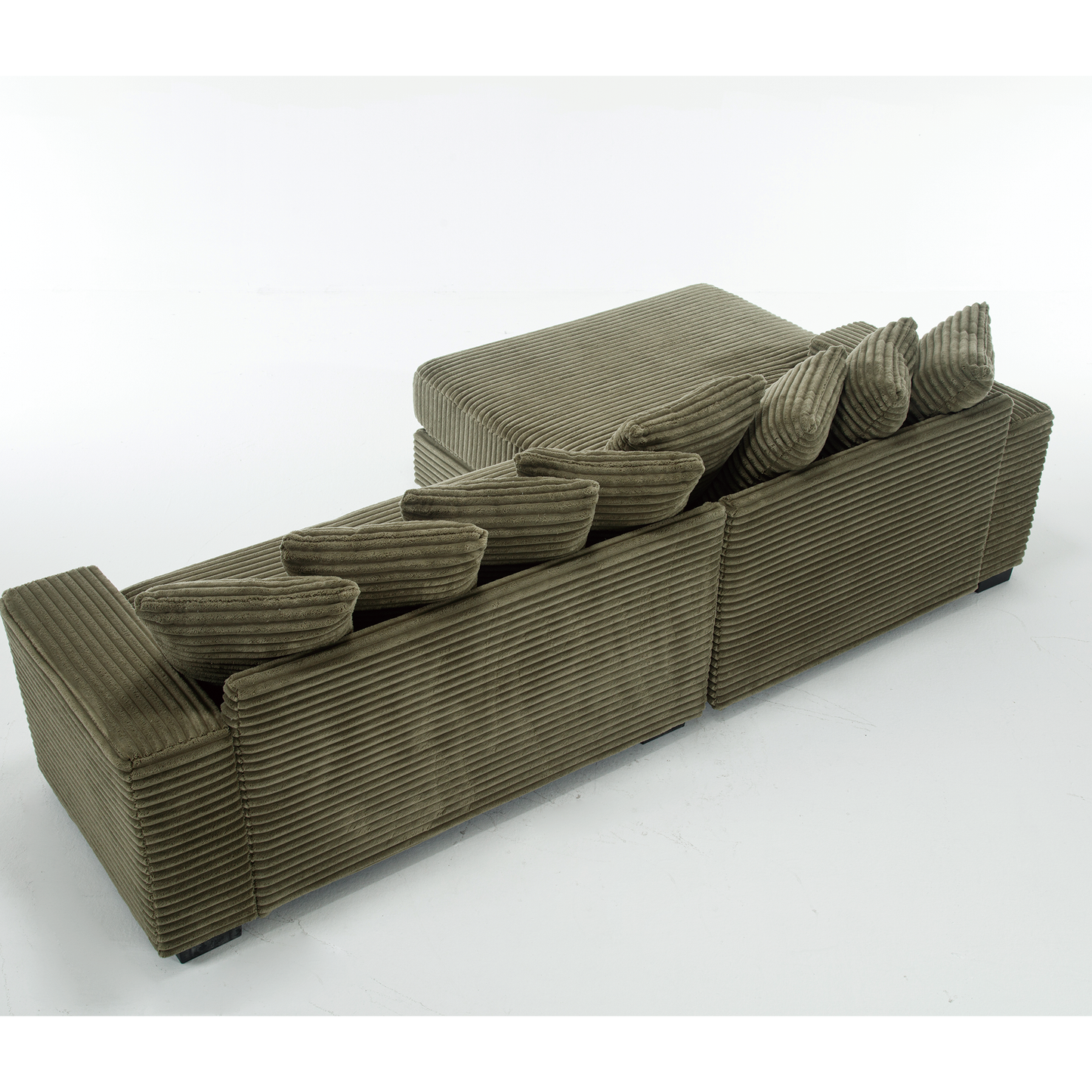 NEW NEW ARRIVED] [VIDEO PROVIDED] Oversized Two-Piece Couches, L Shaped Sofa, Corduroy, Left Chaise Daybed,with Armrests,Eight Throw Pillows,Corner Sofa,Easy To Assemble, Green