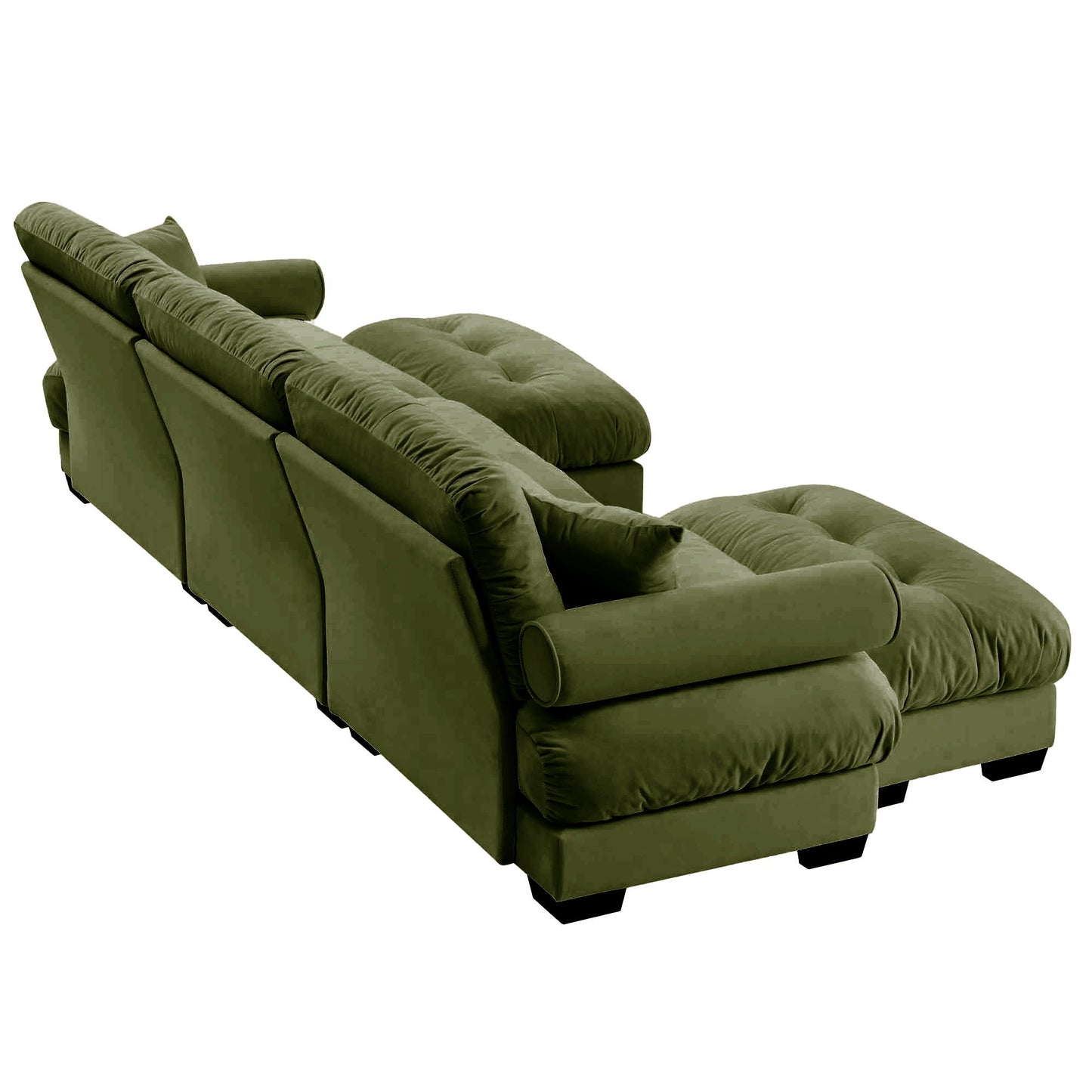 NEW Olive Green Velvet Upholstered U Shape Modular Sectional Sofa Couch with Movable Ottomans
