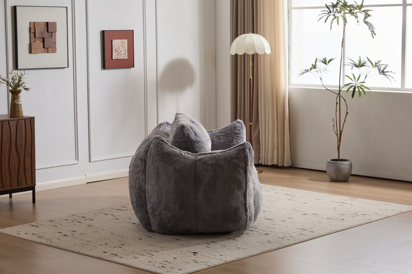 NEW Adult Ultra Soft Giant Fluffy Loveseat Bean Bag Couch Ultra Soft Fluffy Loveseat Bean Bag Sofa Reading Chair with Pillows