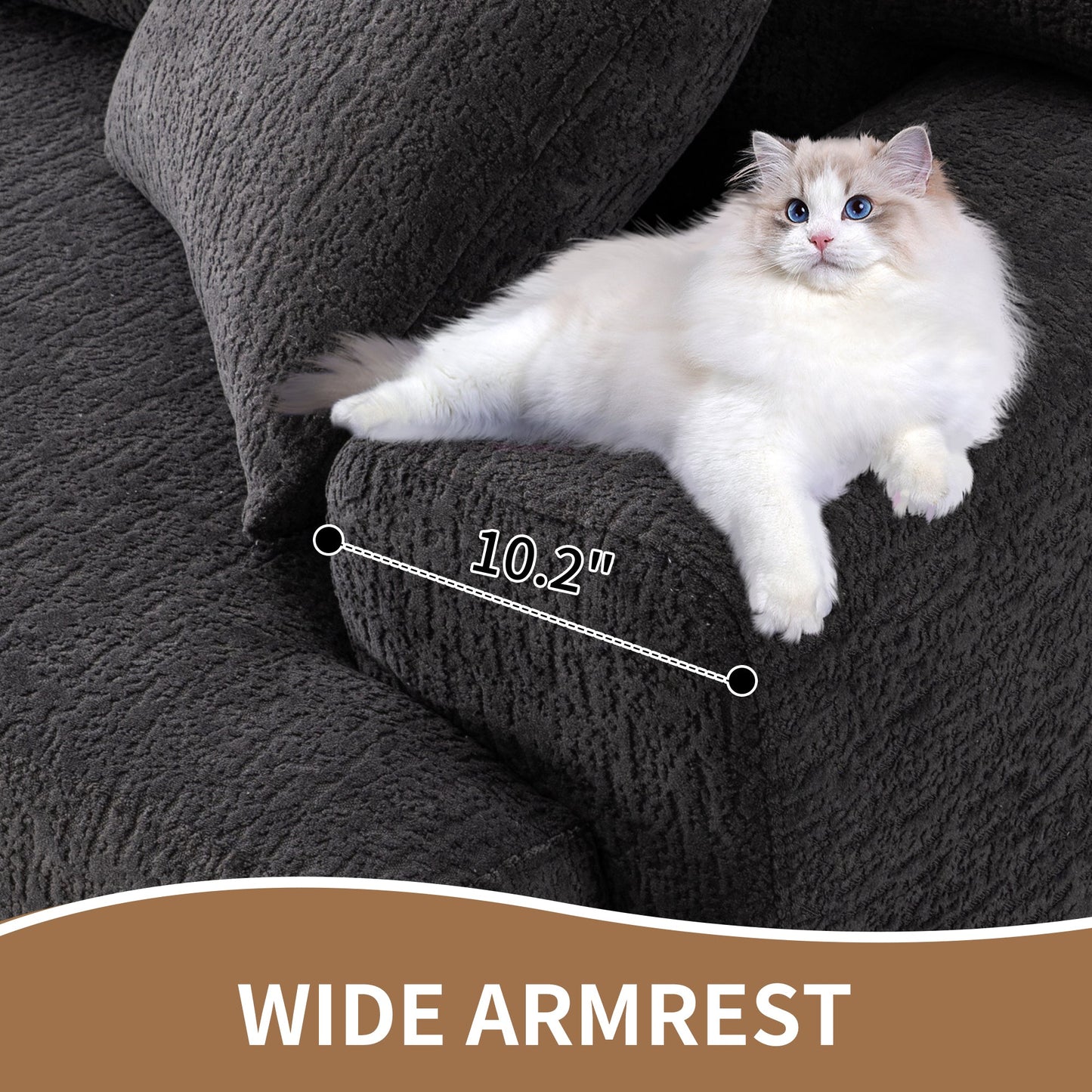 NEW LY-029 Gray 4-Seater Wood Grain Chenille Fabric Full Sponge Compression Sofa with 2 Pillows