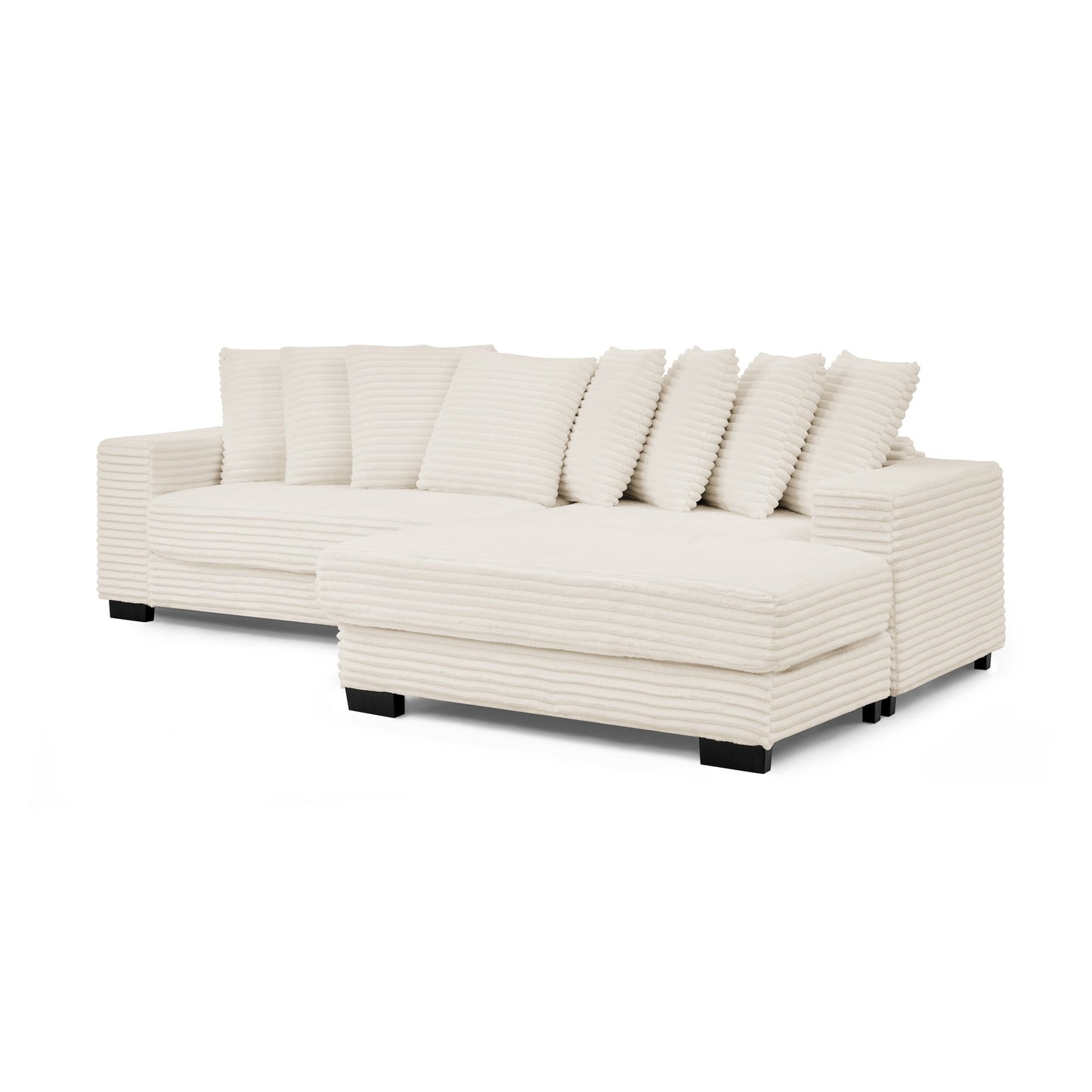 NEW Corduroy Tufted Upholstered Sleeper Sectional Sofa, L-Shaped Modular Convertible Sofa , Can freely change the position of the footrests-Beige(Assembly is required)