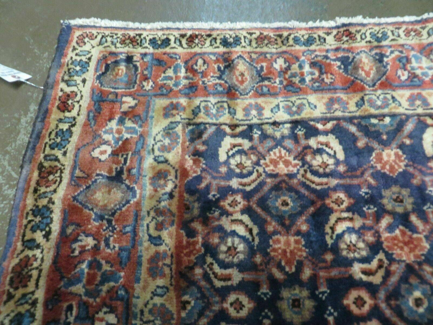 USED 3'7" X 10' Antique Handmade India Floral Oriental Wool Runner Rug Organic Blue