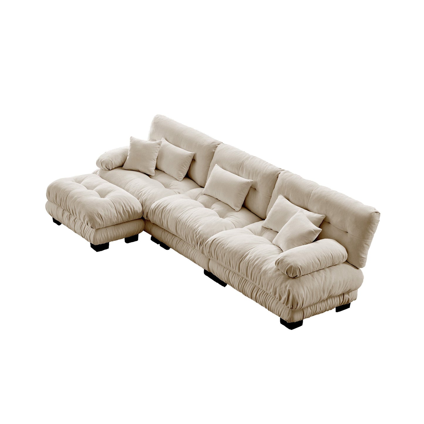 NEW Luxury Chenille Light Coffee Modular Sectional Sofa Oversized L Shaped Cloud Deep Seat Couch with Convertible Ottoman