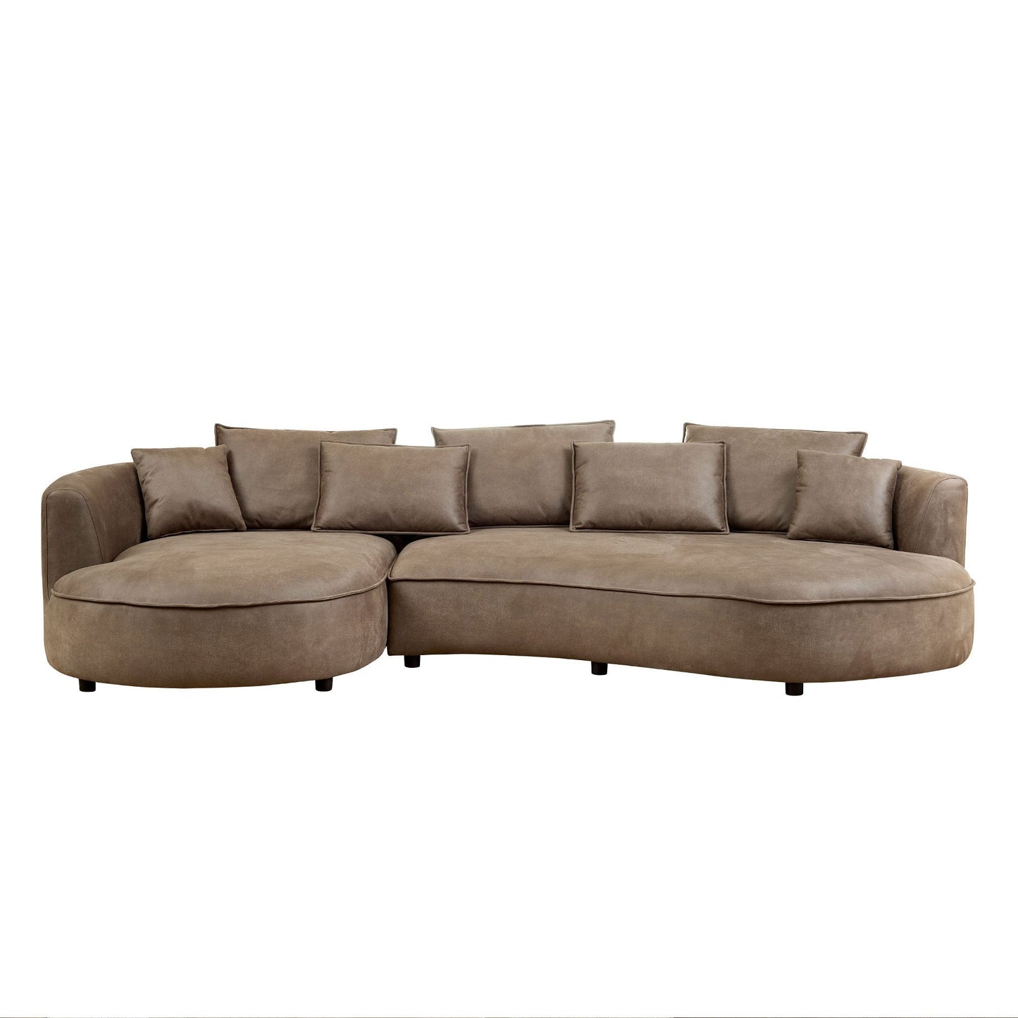 NEW 128.74 Inch Modern Brown Sectional Curved Leathaire Upholstered 5-Seat Sofa Couch
