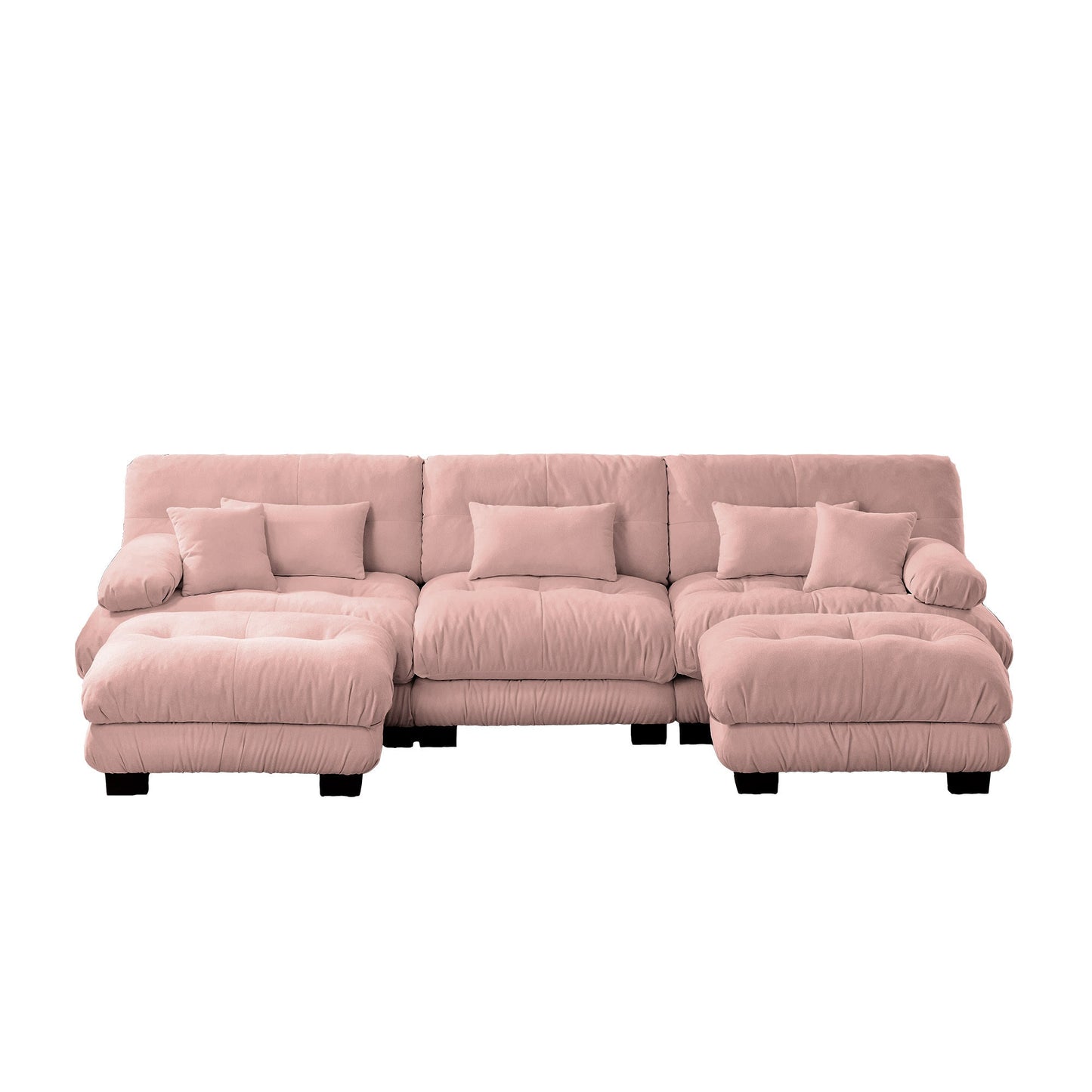NEW Luxury Modular Sectional Sofa Couch - Oversized U Shaped Cloud Couch for Living Room,Deep Seat Sofa Couch with 2 Ottomans ,Chenille Pink