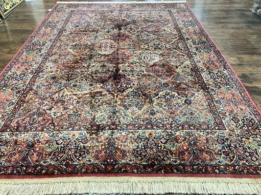 USED Karastan Multicolor Panel Kirman Rug #717, Wool Karastan Rug 8' 8" x 12', Vintage Multipanel Kirman, Original Karastan Collection 700 Series