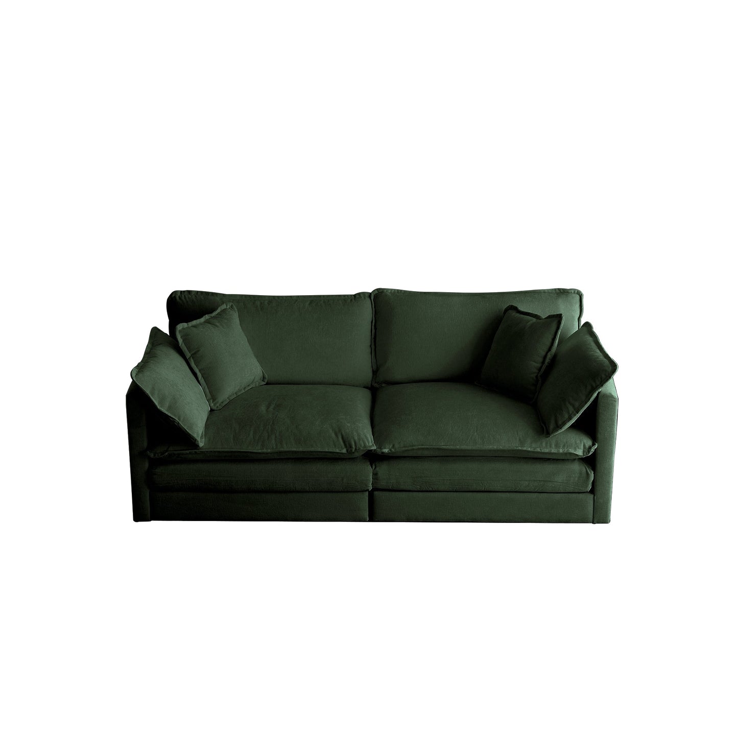 NEW 2Pc Green Chenille Upholstered Loveseat and Sofa Couch Living Room Set