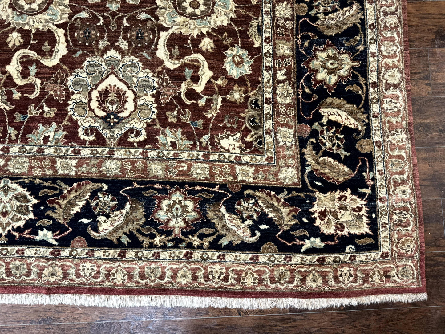 USED Palace Sized Indian Agra Rug 12x17, Wool Handmade Floral Allover Carpet
