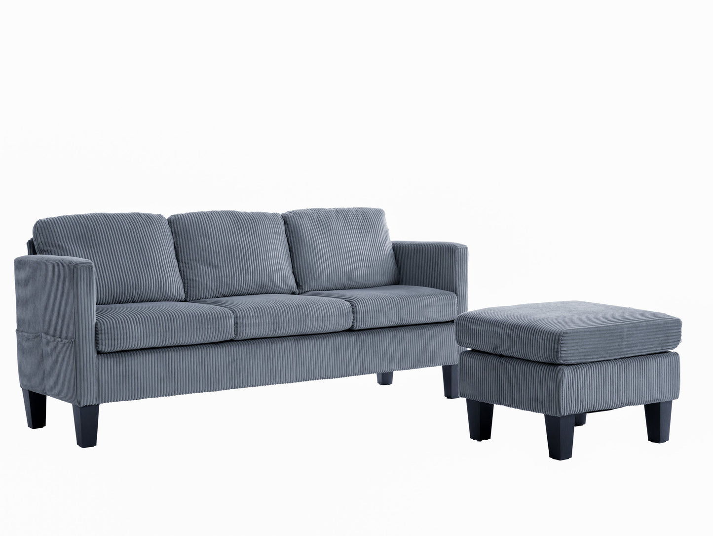 NEW Modern L-Shaped Sectional Sofa with Padded Cashmere Upholstery – Space-Saving Design for Living Rooms & Apartments, Easy Assembly, Grey